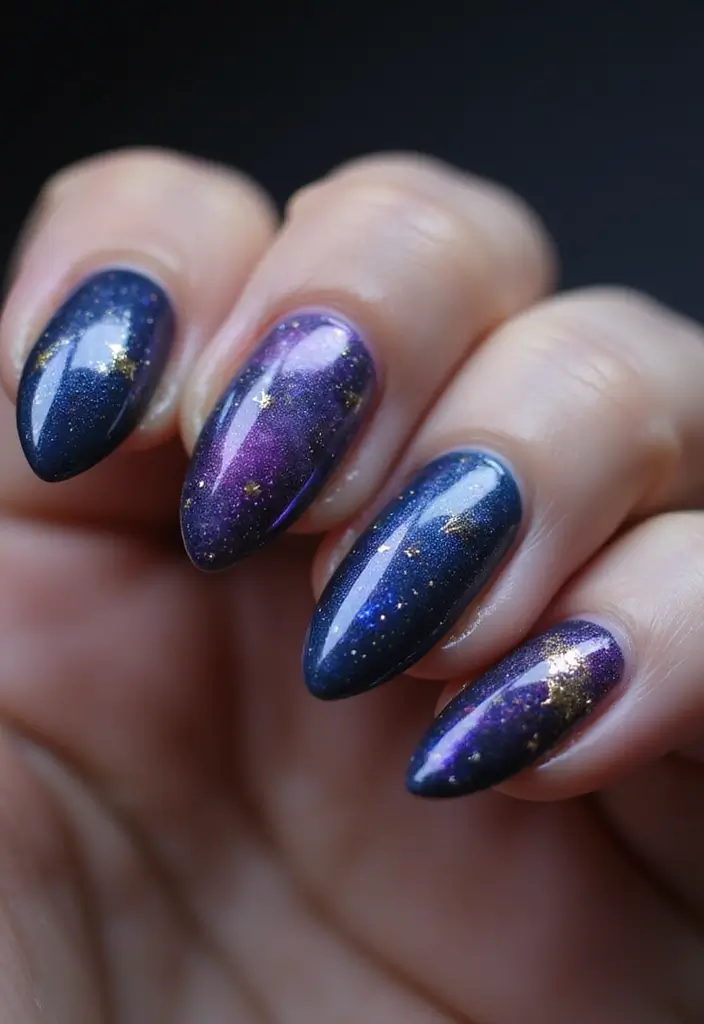 29 Stunning Nail Inspo Almond Shape Designs to Try Now - 17. Space Odyssey