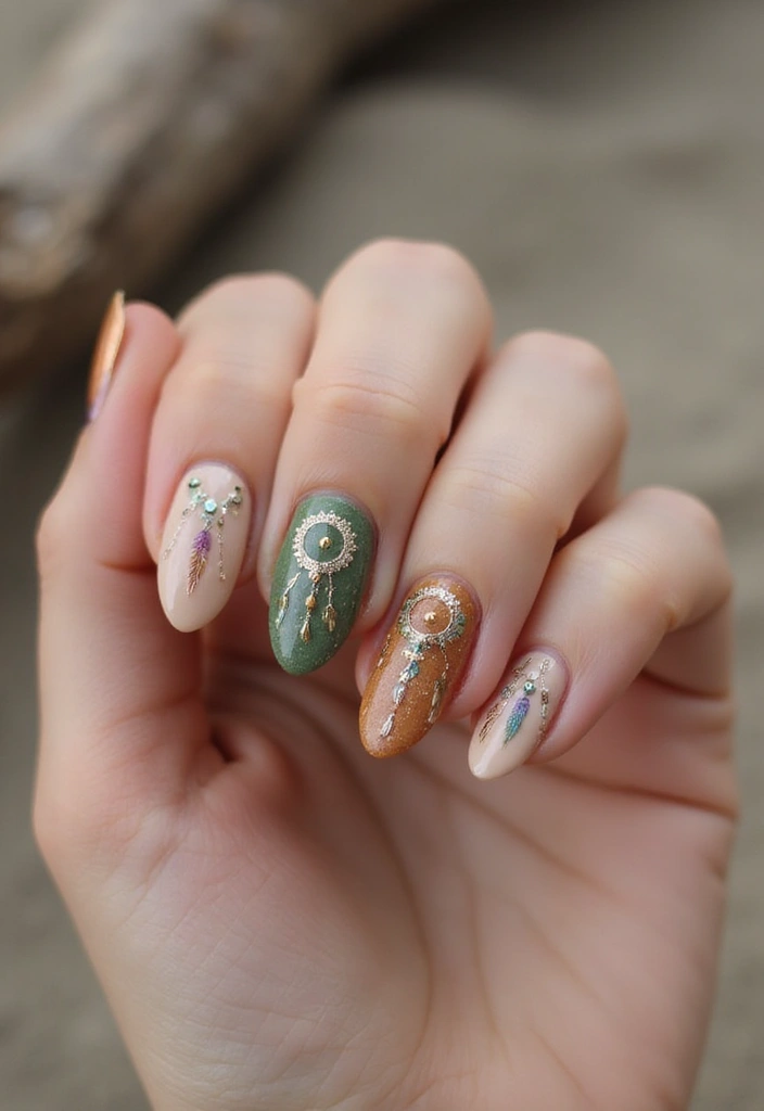 29 Stunning Nail Inspo Almond Shape Designs to Try Now - 22. Bohemian Touch