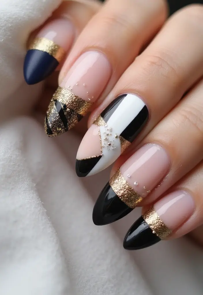 29 Stunning Nail Inspo Almond Shape Designs to Try Now - 4. Geometric Glam
