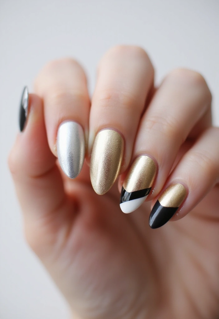 29 Stunning Nail Inspo Almond Shape Designs to Try Now - 6. Striking Metallics