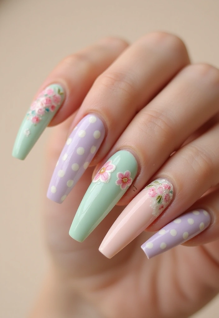 30 Bold Nail Inspo Long Almond Styles That Stand Out - 11. Vintage Retro