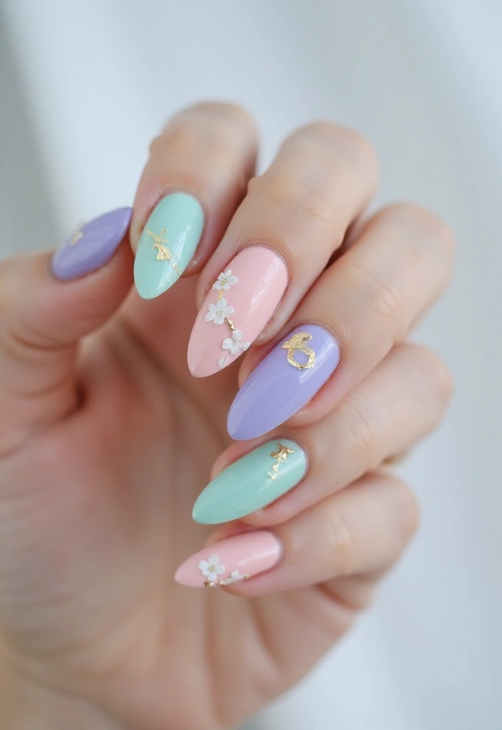 30 Bold Nail Inspo Long Almond Styles That Stand Out - 13. Sweet Pastels