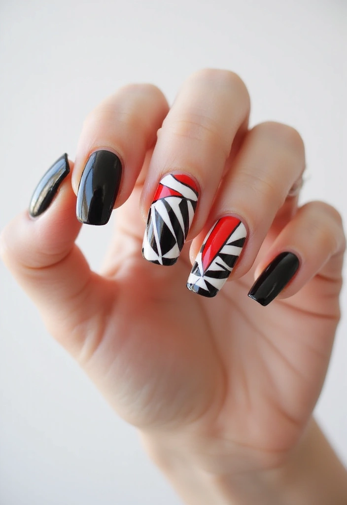 30 Bold Nail Inspo Long Almond Styles That Stand Out - 2. Bold Geometric Patterns