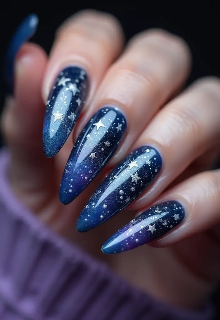 30 Bold Nail Inspo Long Almond Styles That Stand Out - 20. Cosmic Dreams