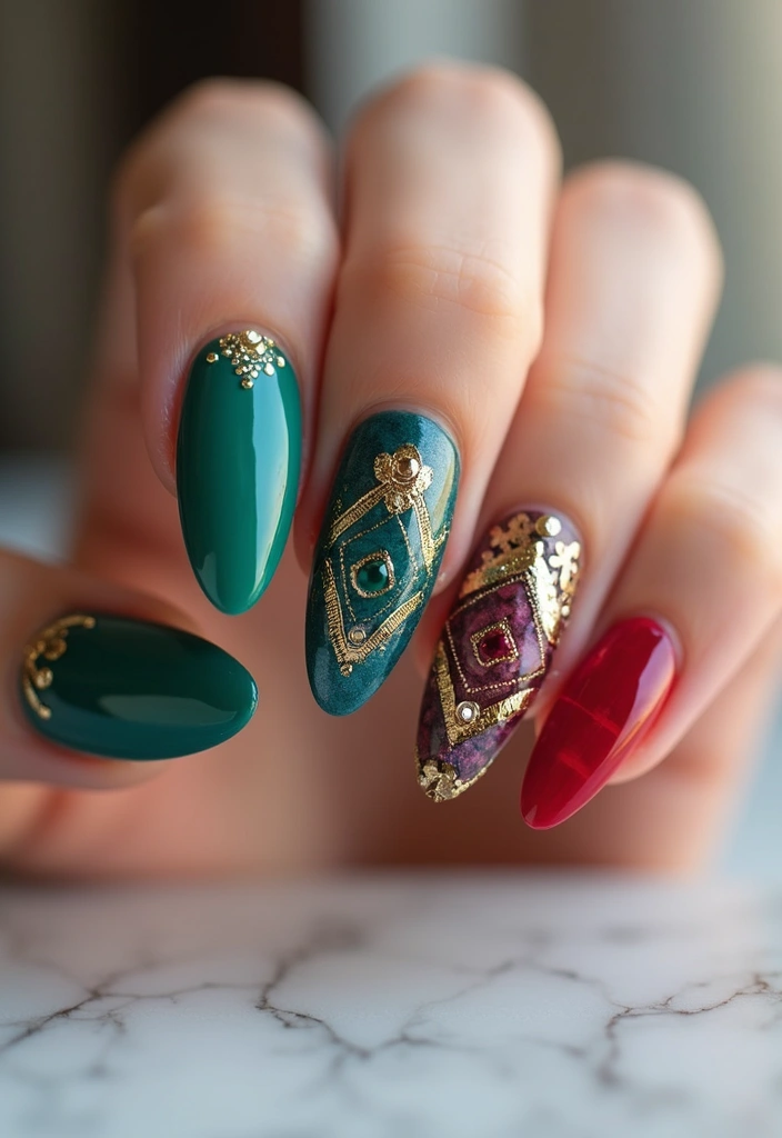 30 Bold Nail Inspo Long Almond Styles That Stand Out - 21. Mixed Textures