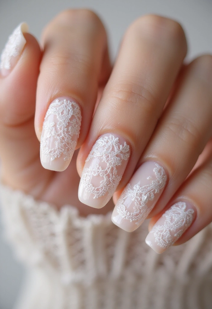 30 Bold Nail Inspo Long Almond Styles That Stand Out - 27. Vintage Lace