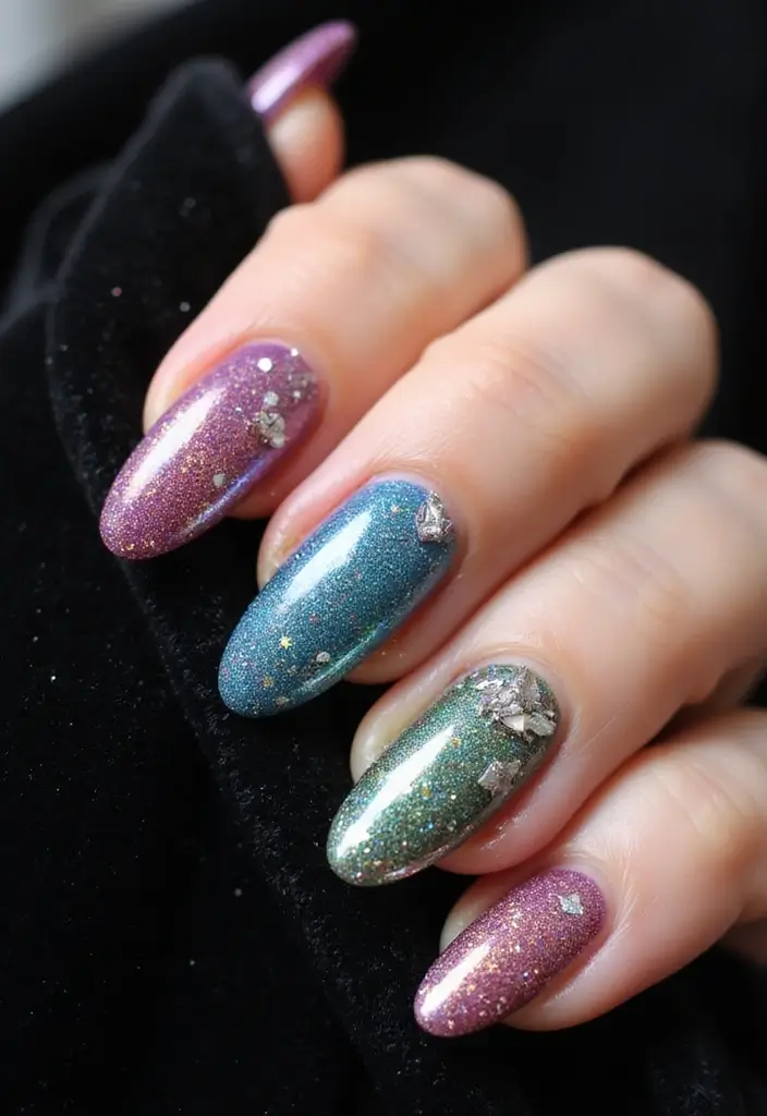 30 Bold Nail Inspo Long Almond Styles That Stand Out - 4. Glitter Glam