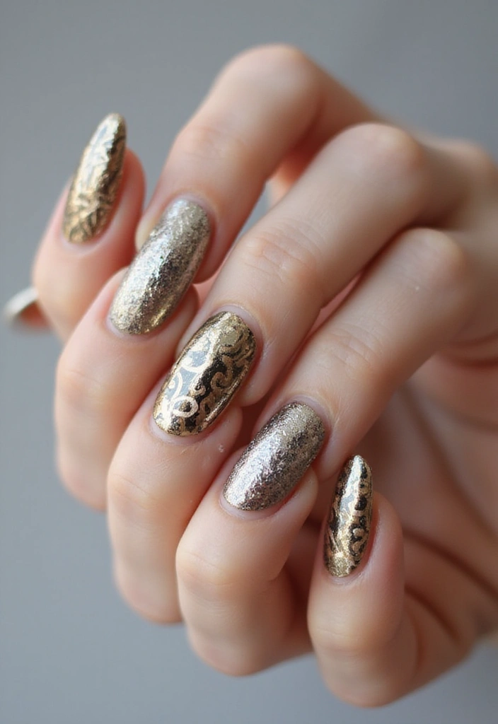 30 Bold Nail Inspo Long Almond Styles That Stand Out - 8. Metallic Marvels