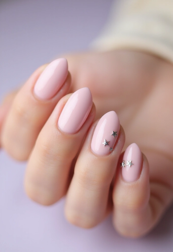 30 Cute Nail Inspo Almond Styles That Are Totally Adorable - 14. Blush Pink with Star Accents