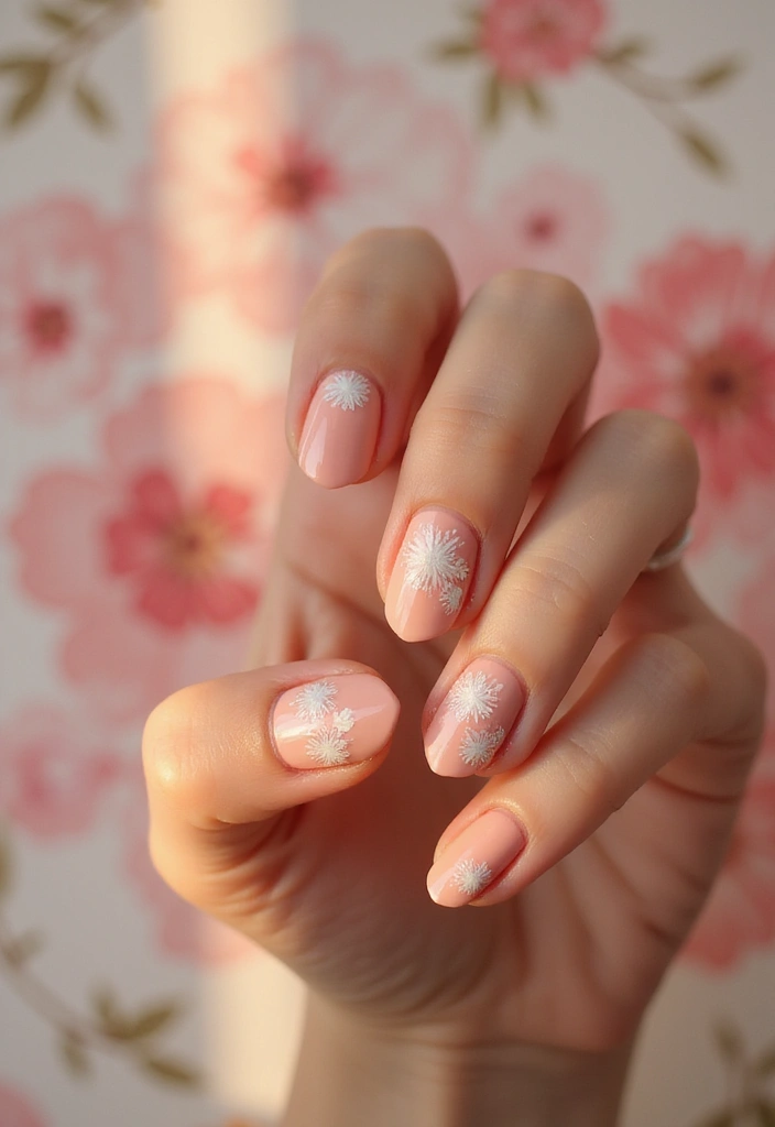 30 Cute Nail Inspo Almond Styles That Are Totally Adorable - 3. Soft Peach with Floral Accents