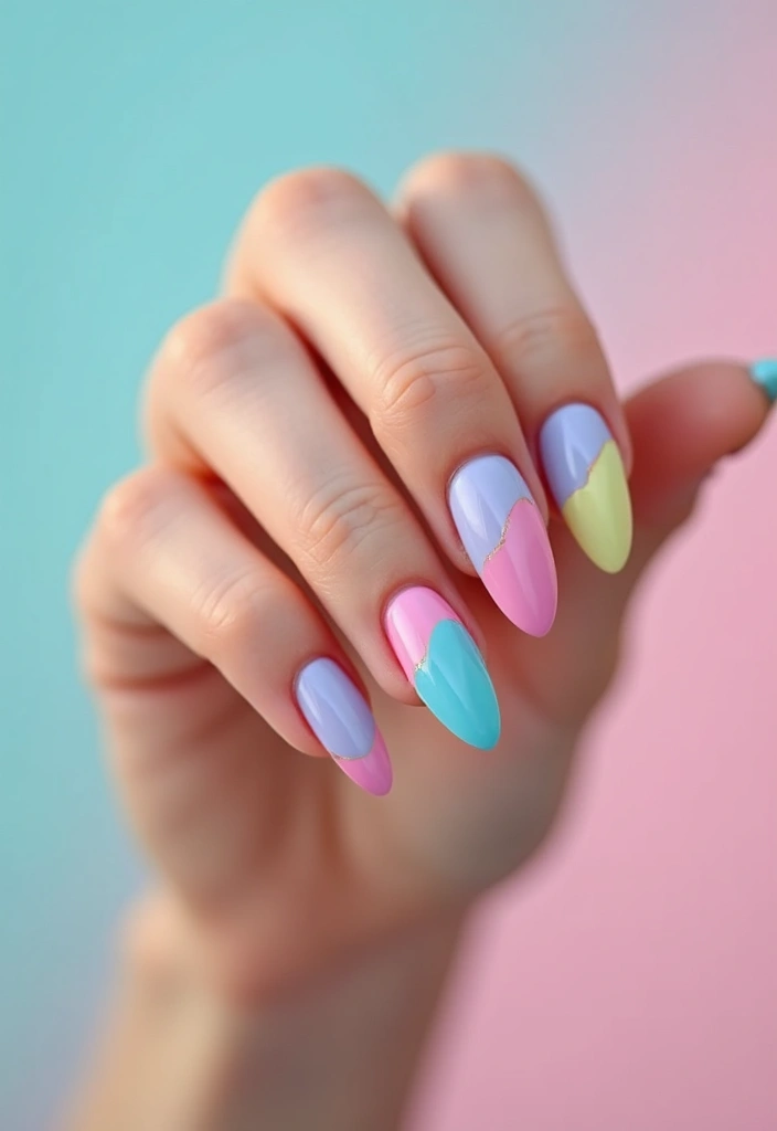 30 Cute Nail Inspo Almond Styles That Are Totally Adorable - 30. Light Lavender with Colorful Tips