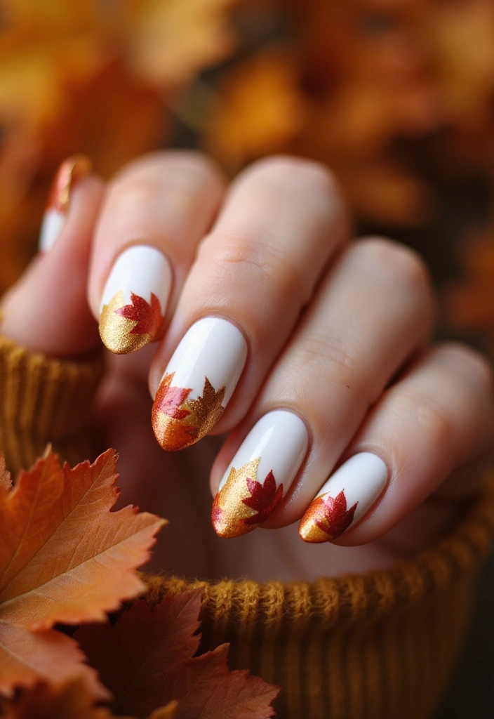 30 Gorgeous Fall Nail Inspo Almond Ideas You’ll Love - 27. Warm White Accents