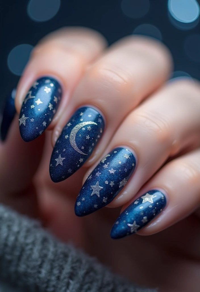 30 Gorgeous Fall Nail Inspo Almond Ideas You’ll Love - 28. Celestial Dreams