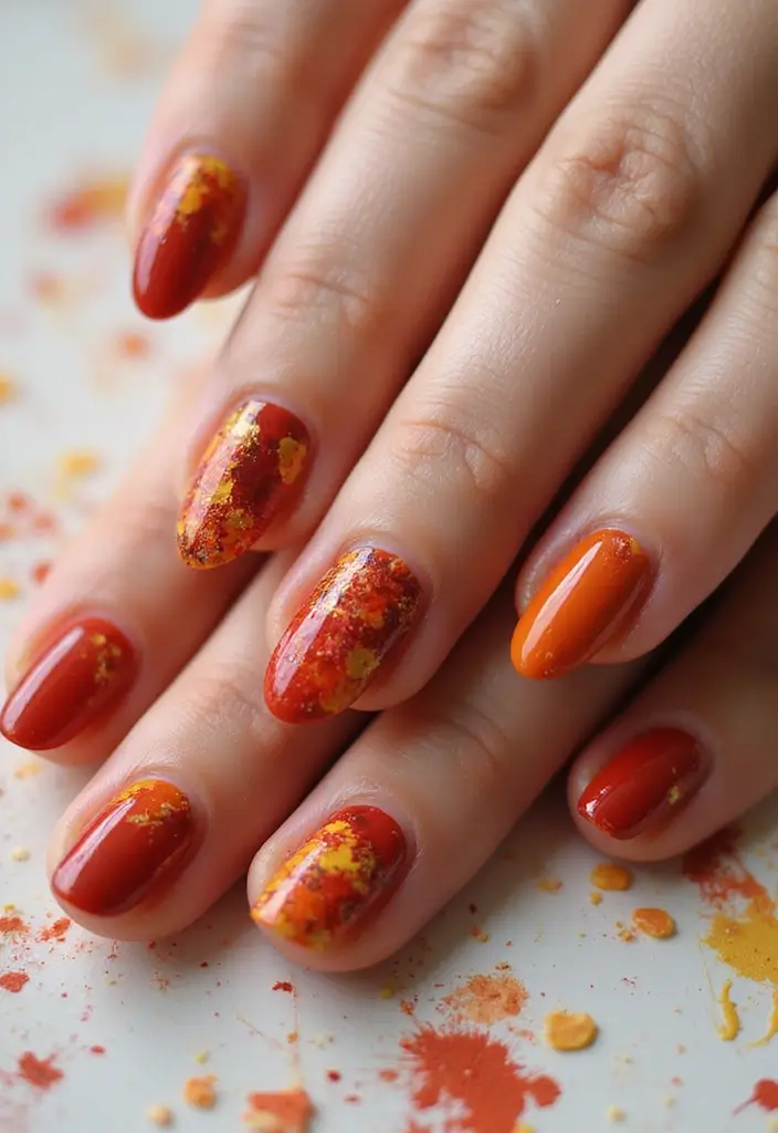 30 Gorgeous Fall Nail Inspo Almond Ideas You’ll Love - 29. Artistic Brush Strokes