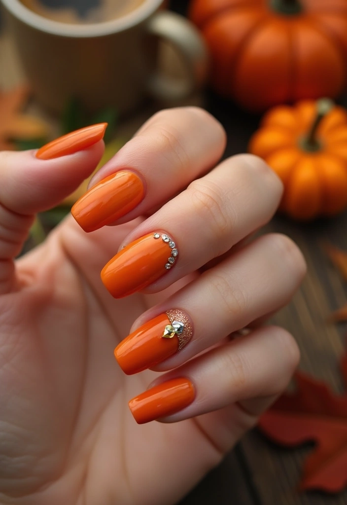30 Gorgeous Fall Nail Inspo Almond Ideas You’ll Love - 3. Pumpkin Spice Delight