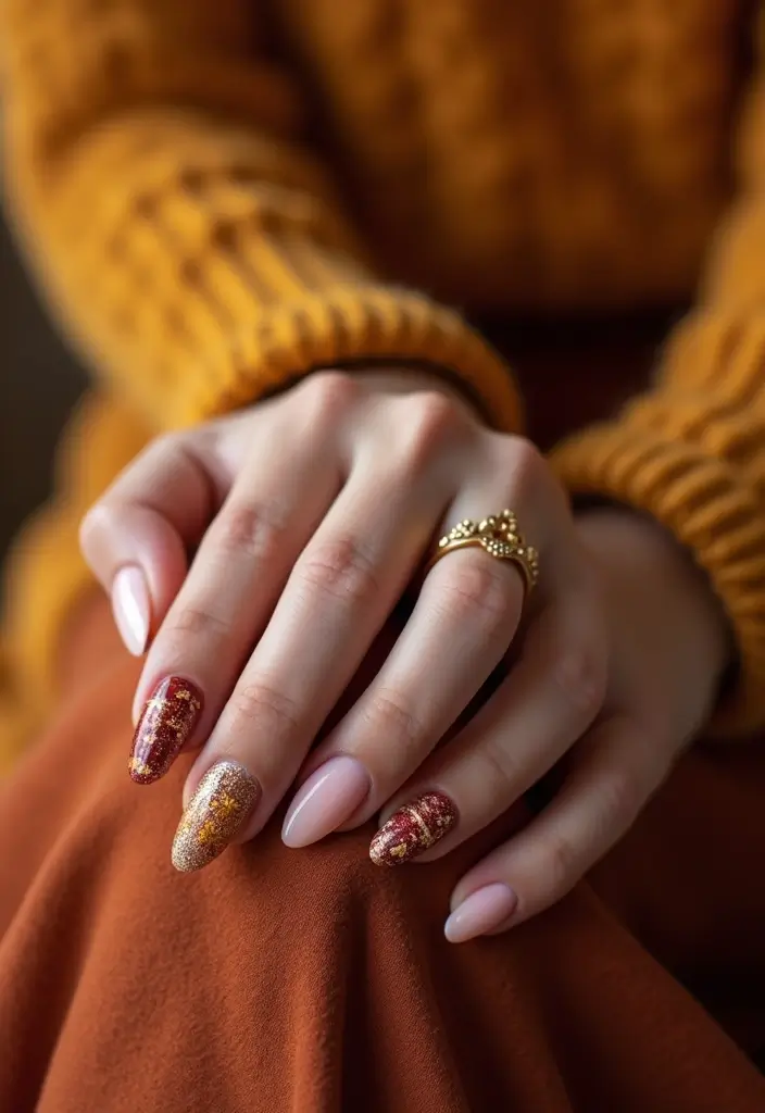 30 Gorgeous Fall Nail Inspo Almond Ideas You’ll Love - 30. Cozy Sweater Patterns