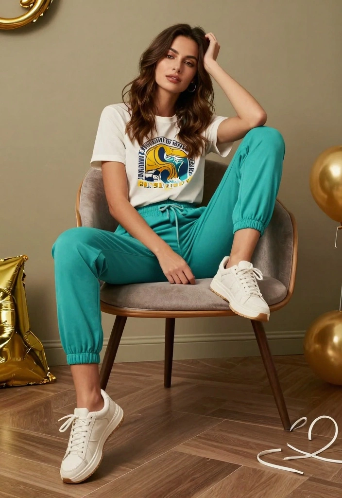 14 Casual New Year’s Eve Outfit Ideas for a Relaxed Night Out - 8. Sporty Joggers with Trendy Top 1