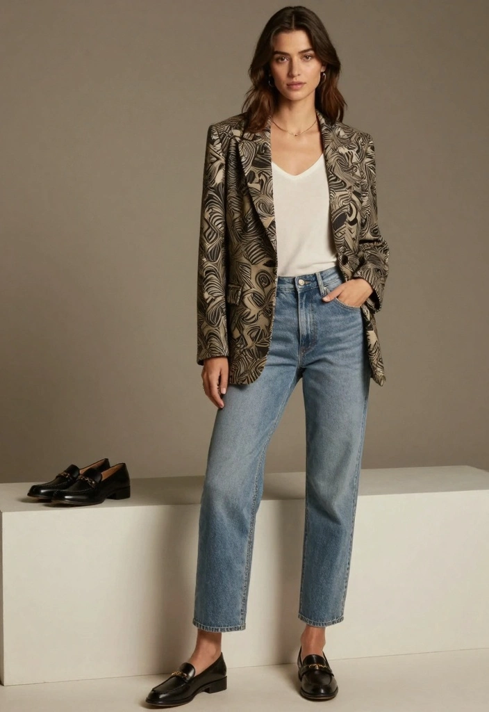 14 Casual New Year’s Eve Outfit Ideas for a Relaxed Night Out - 9. Relaxed Blazer with Casual Top and Jeans 1