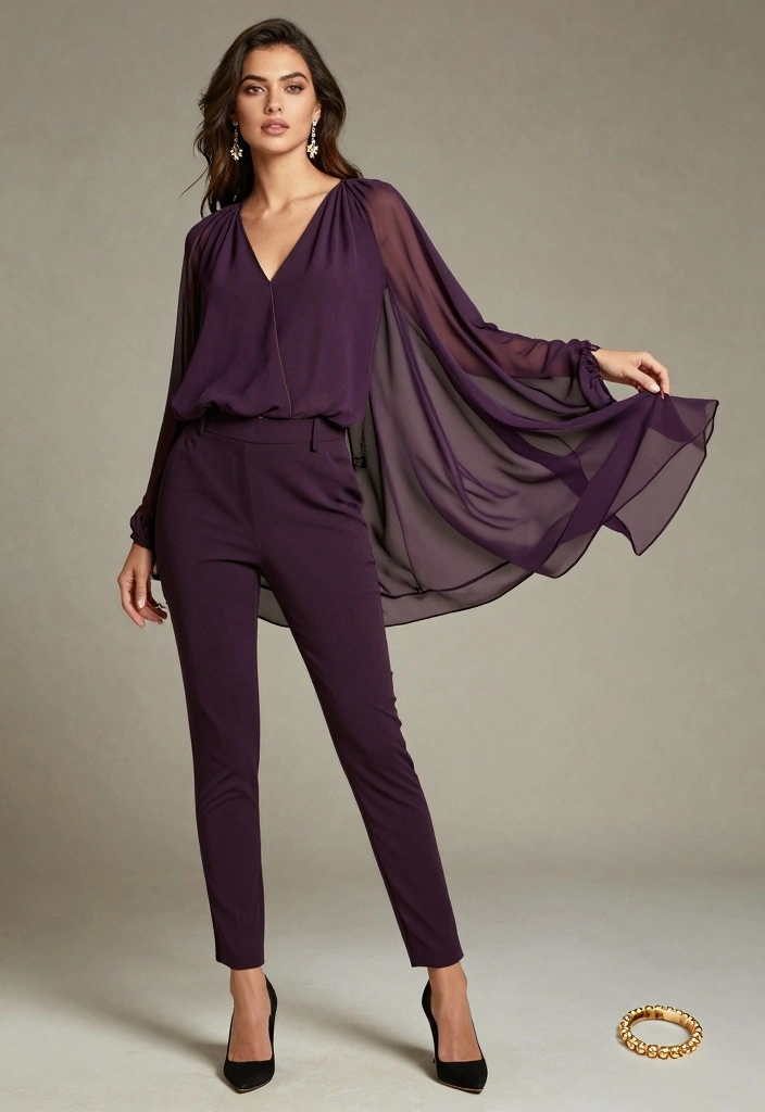 14 Simple New Year’s Eve Outfit Ideas for an Effortless Look - 8. Chiffon Top with Tapered Pants 1