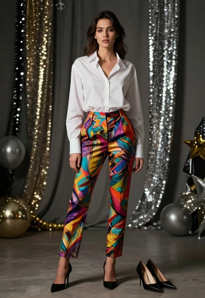 14 Simple New Year’s Eve Outfit Ideas for an Effortless Look - 9. Classic White Shirt and Statement Pants 1