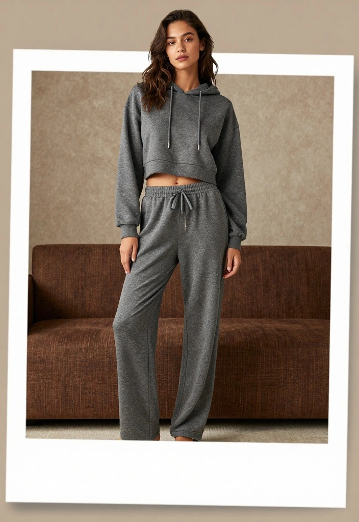 15 Casual New Year’s Eve Outfit Ideas That Still Look Stylish - 11. Cropped Hoodie with Lounge Pants 1