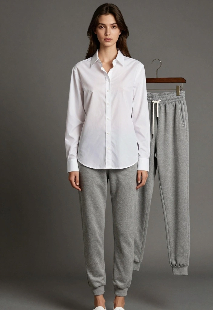 15 Casual New Year’s Eve Outfit Ideas That Still Look Stylish - 5. Button-Up Shirt with Jogger Pants 1