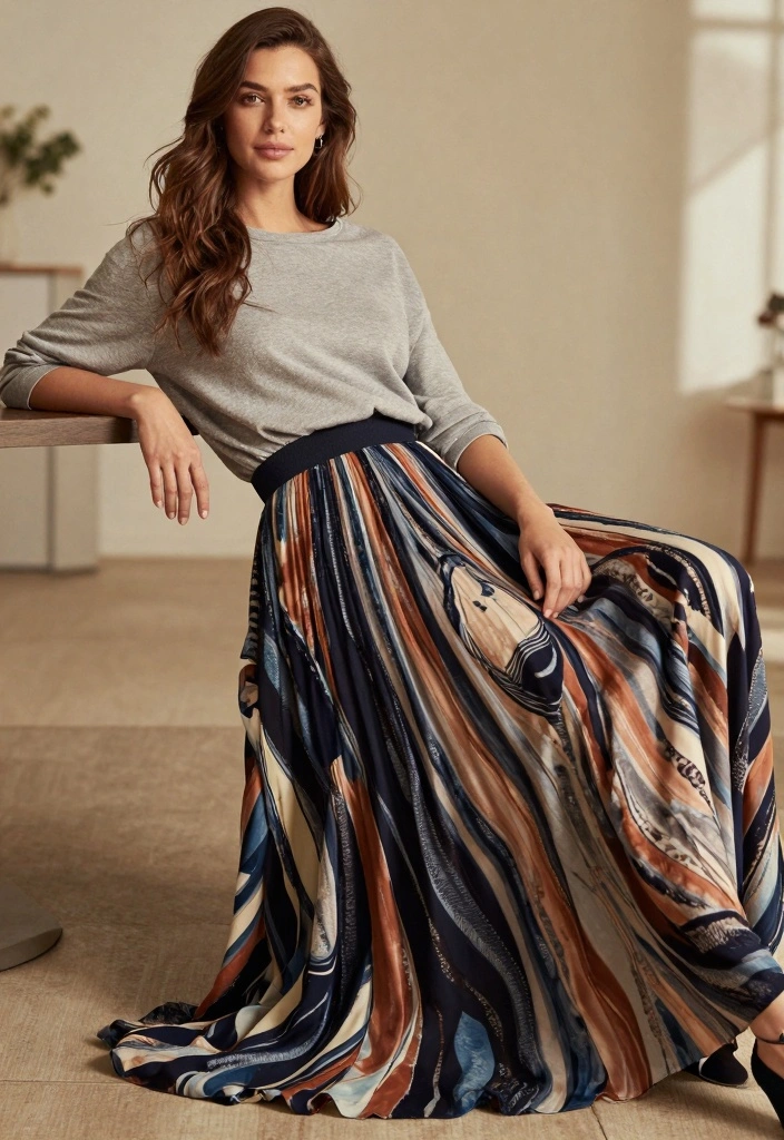 15 Casual New Year’s Eve Outfit Ideas That Still Look Stylish - 6. Flowy Maxi Skirt with Casual Top 1
