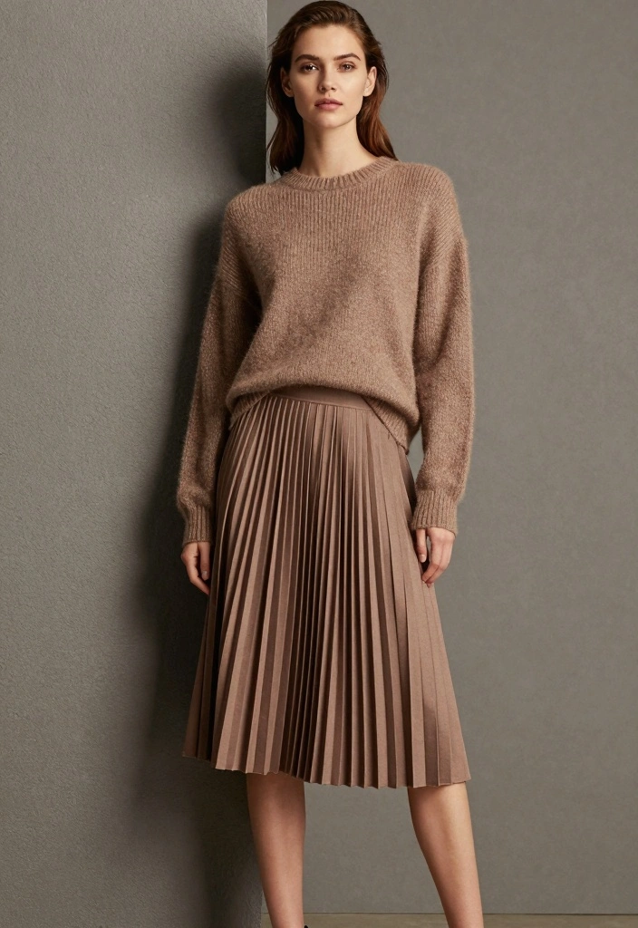15 Casual New Year’s Eve Outfit Ideas That Still Look Stylish - 9. Pleated Skirt with a Cashmere Sweater 1