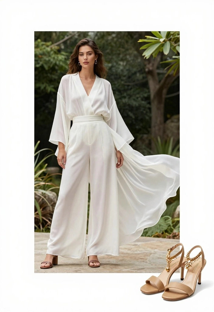 15 White New Year’s Eve Outfit Ideas for a Fresh & Elegant Style - 12. White Kimono and Wide-Leg Pants 1