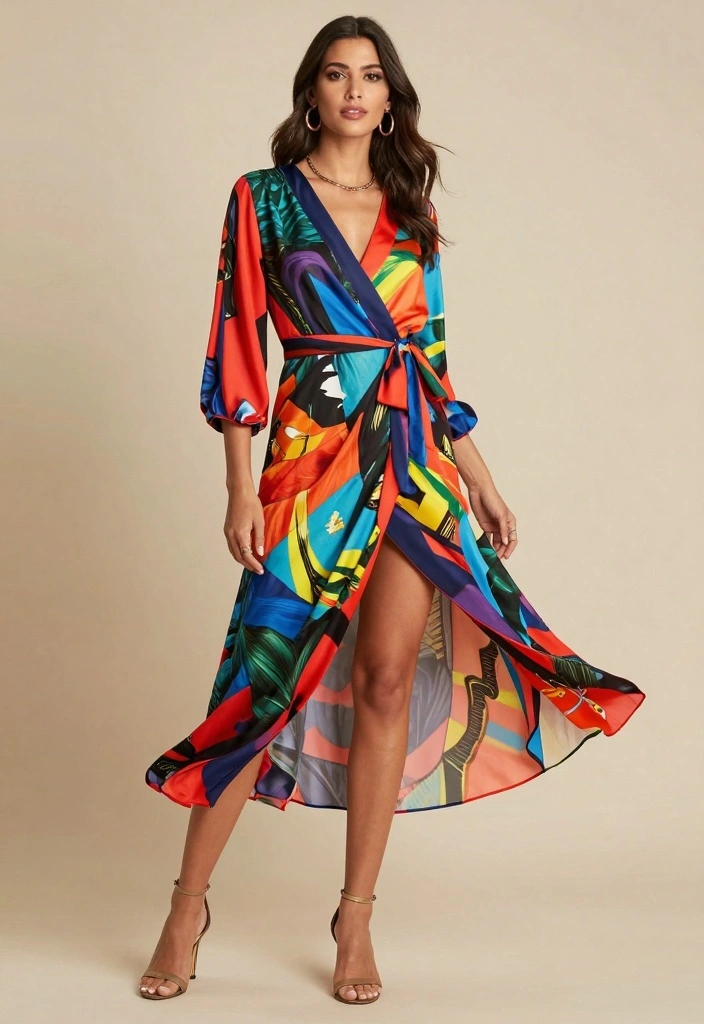 16 Cute New Year’s Eve Outfit Ideas You’ll Love - 11. Printed Wrap Dress 1