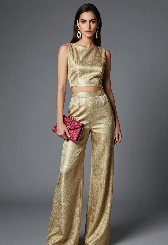 16 Gold New Year’s Eve Outfit Ideas for a Bold & Glam Style - 14. Gold Two-Piece Set for Versatility 1