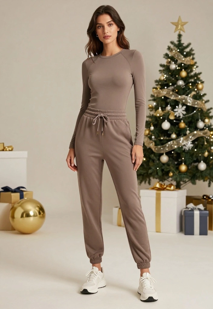 17 New Year’s Eve Outfit Ideas with Pants for Chic Comfort - 17. Chic Athleisure with Stylish Accessories 1