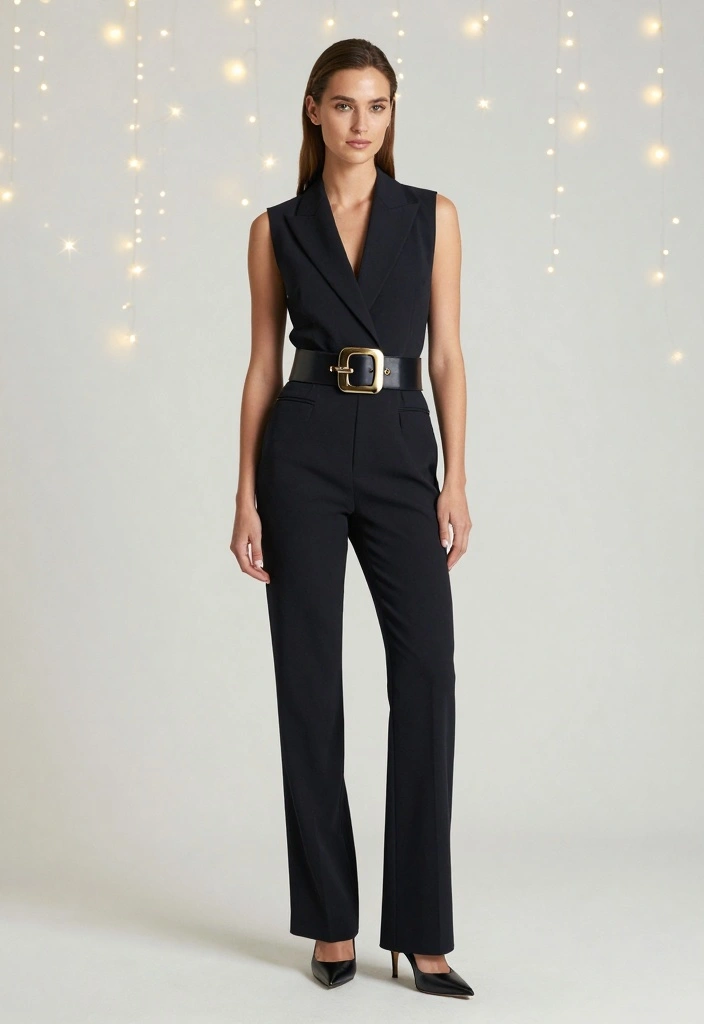 17 New Year’s Eve Outfit Ideas with Pants for Chic Comfort - 2. High-Waisted Trousers with Statement Belt 1