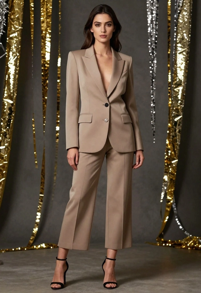 17 New Year’s Eve Outfit Ideas with Pants for Chic Comfort - 4. Tailored Culottes with a Statement Blazer 1