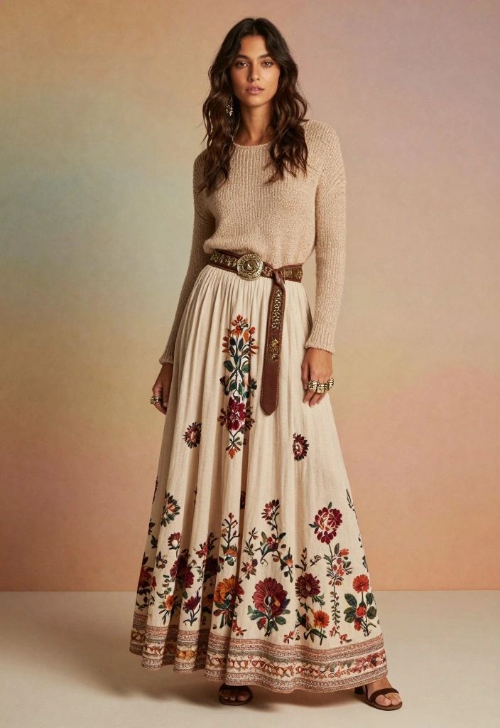 18 New Year’s Eve Outfit Ideas to Dress to Impress - 5. Boho-Chic: Flowing Maxi Skirt and Top 1
