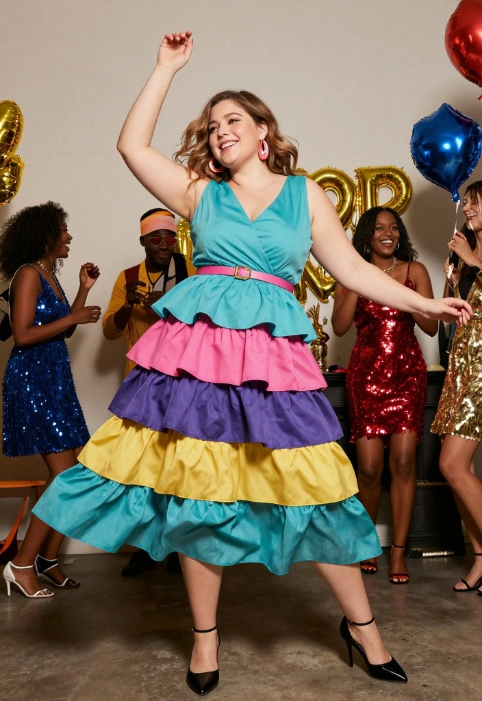 18 Plus Size New Year’s Eve Outfit Ideas That Are Flattering & Trendy - 17. Fun and Flirty Tiered Dress 1