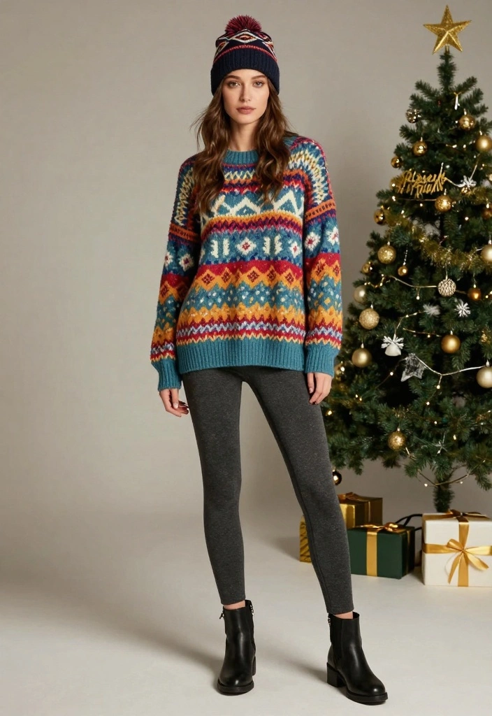 20 Aesthetic New Year’s Eve Outfit Ideas for a Trendy Vibe - 13. Colorful Oversized Sweater 1