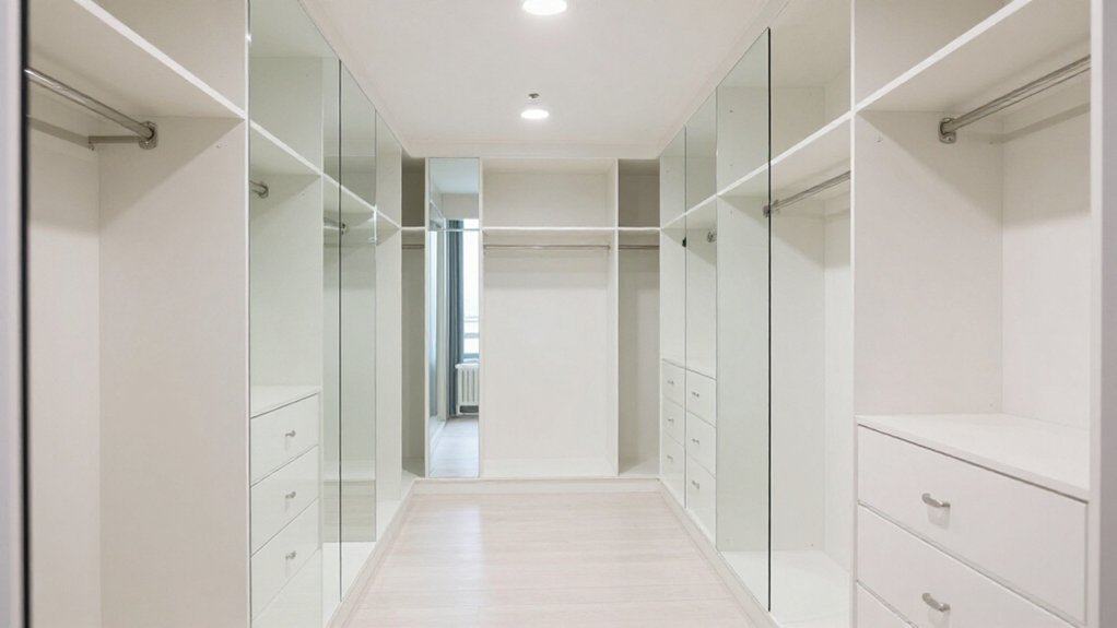 full wall mirror doubles space illusion