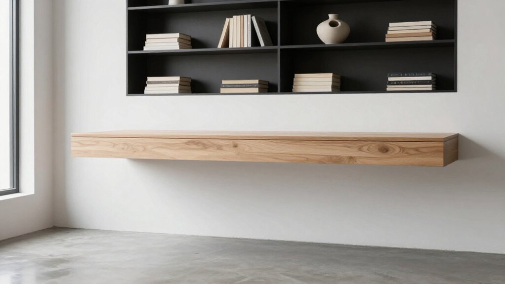 recessed shelves wall desk